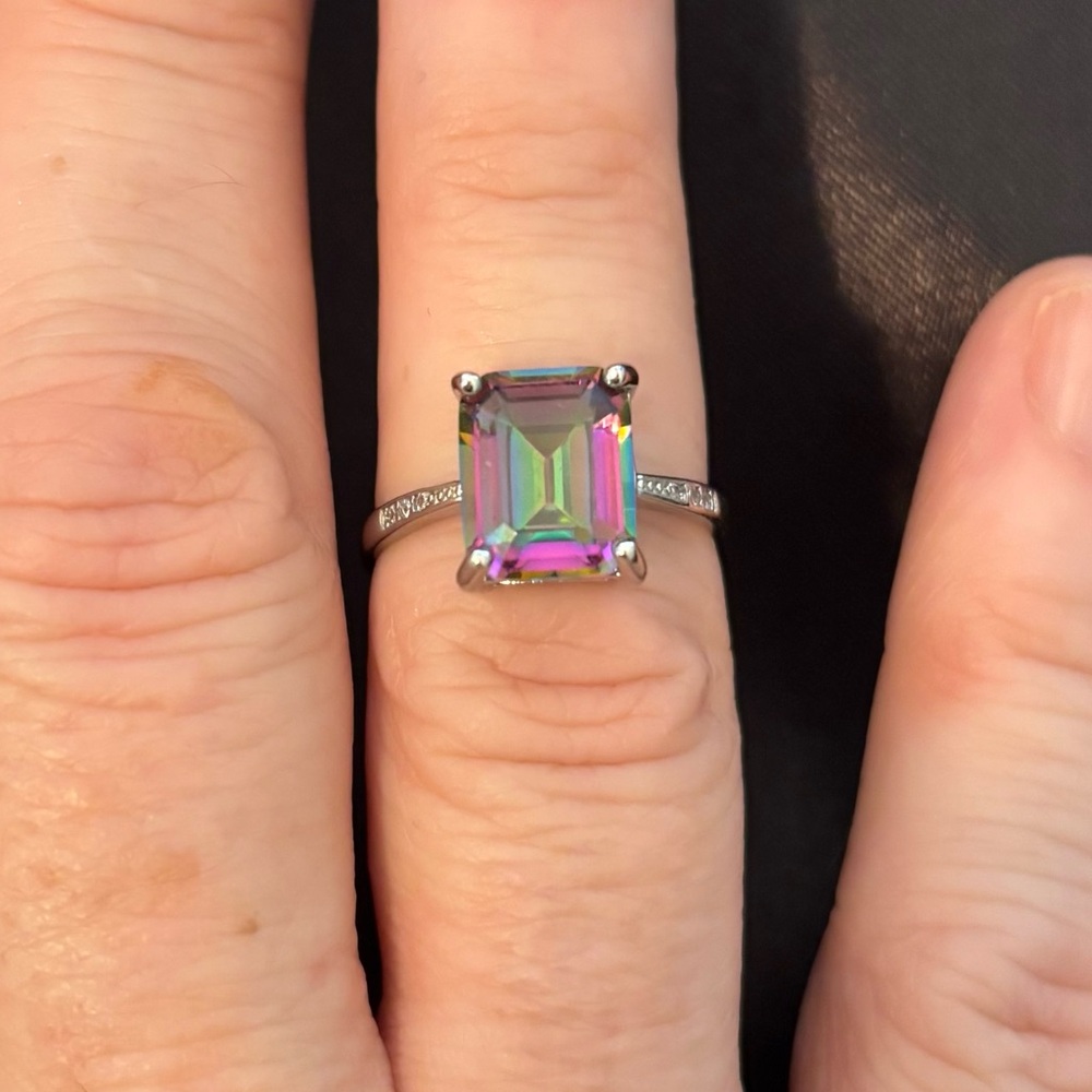 New Mystic Topaz Silver Ring - Size 5 - Picture 6 of 7
